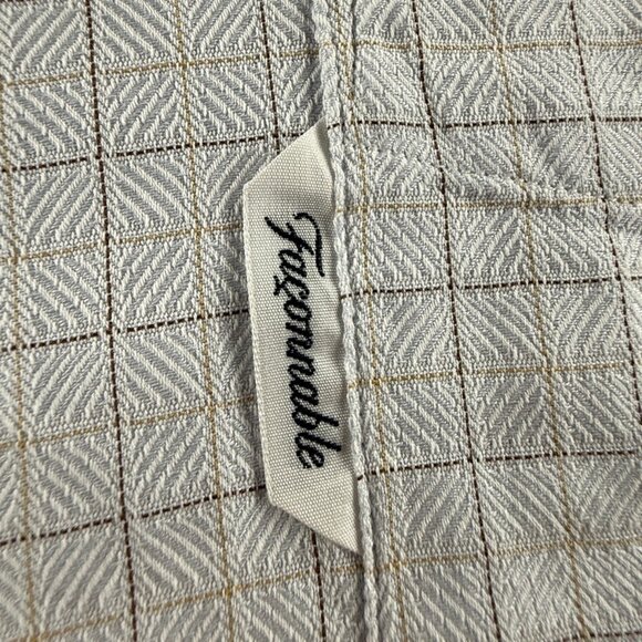 Faconnable All Cotton USA XL Check Gray Pocket Long Sleeve Shirt Men Button Up - Picture 13 of 14